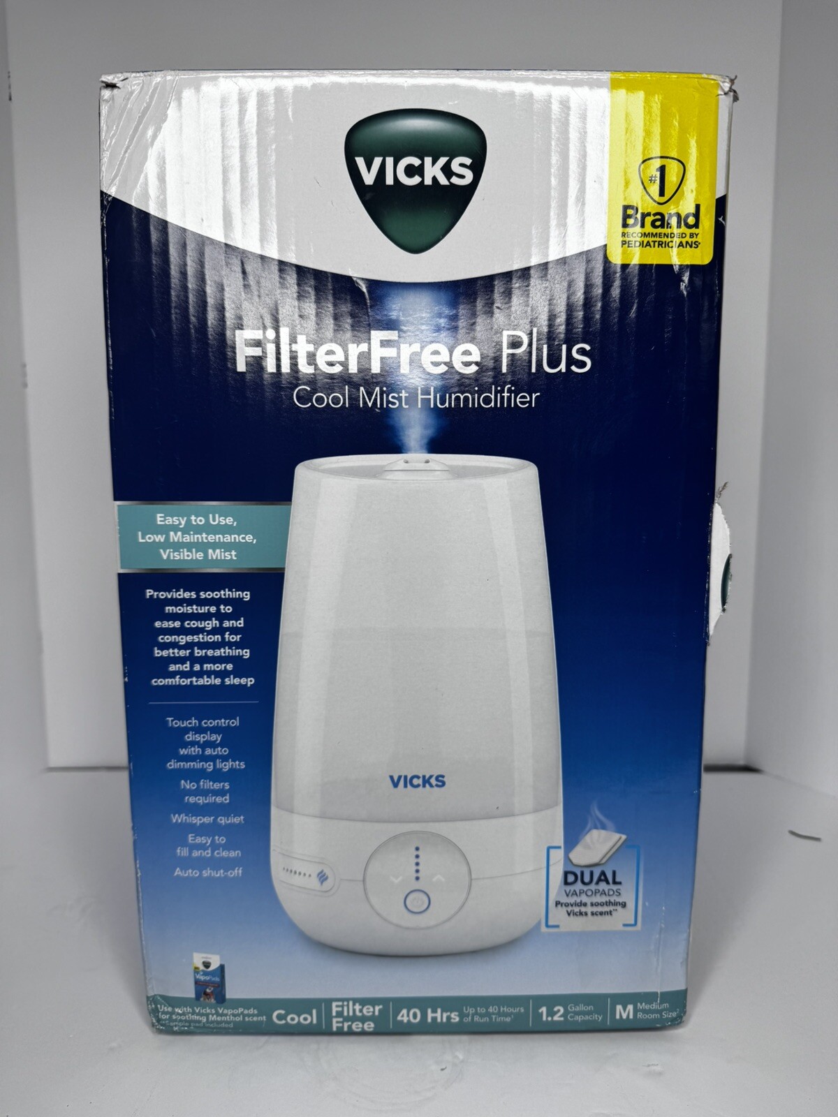 Vicks Filter Free Plus Cool Mist Ultrasonic Humidifier - 1.2gal - Open Box
