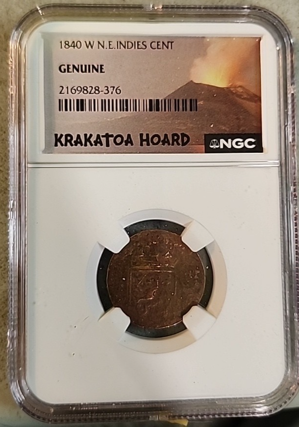 1840 W N. E. Indies Krakatoa Hoard Cent NGC Ancient Coin Nederl
