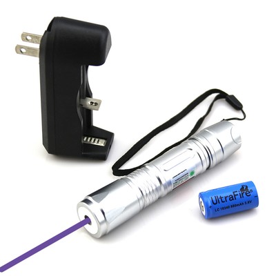 Adjustable Focus 405nm Purple Laser Pointers Visible Beam Light w Battery Charge