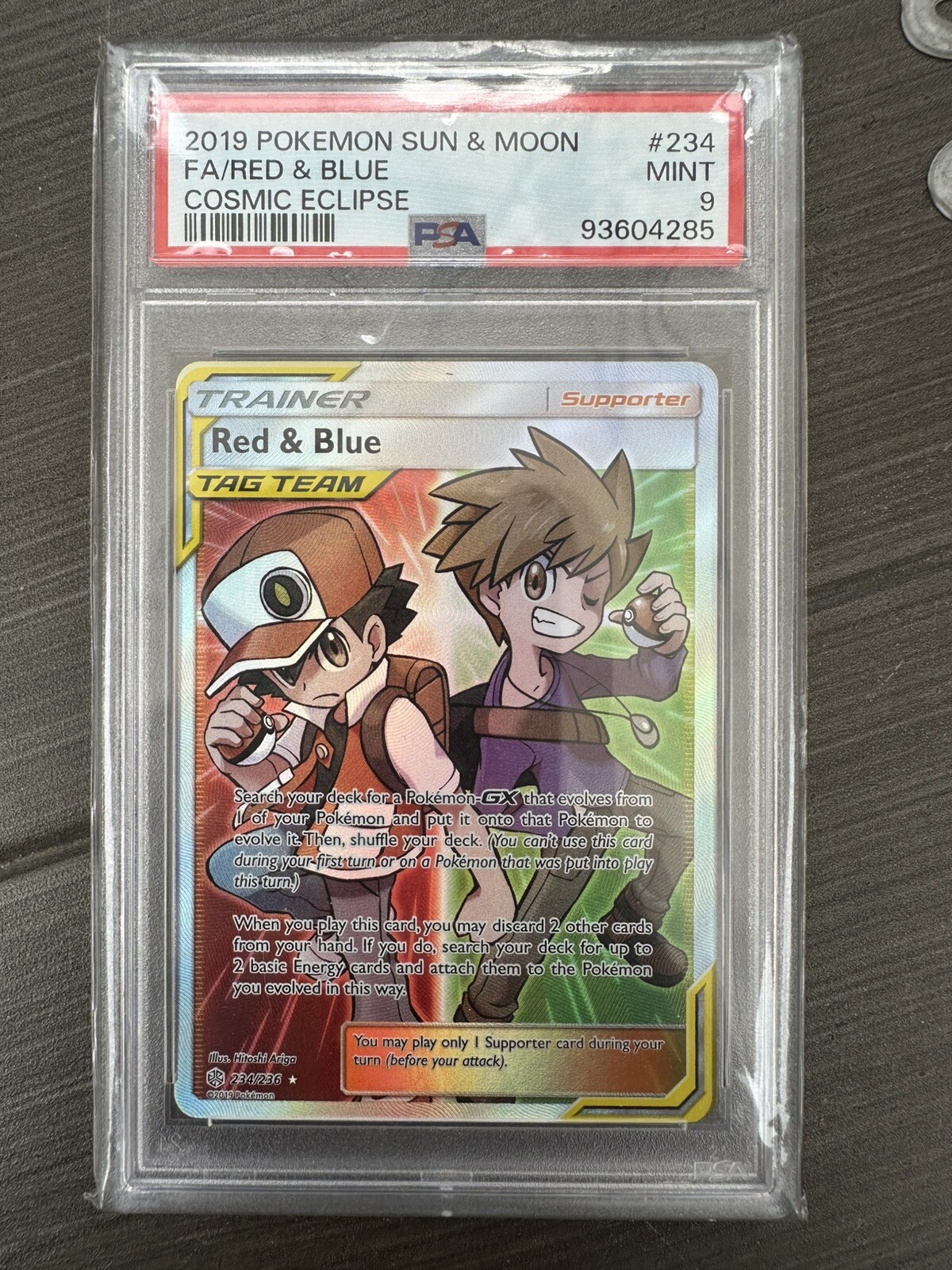 Red & Blue 234/236 Full Art Sun & Moon Cosmic Eclipse PSA 9