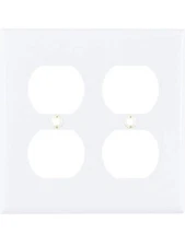 Eaton 5150W Stndrd Size Nylon 2-Gang Duplex Receptacle Wallplate, White - 100 pk