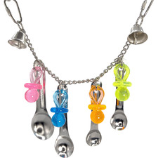 1083 Small Rattle Paci Ringer - Handmade Stainless Steel Pretty Paci Hanging Toy