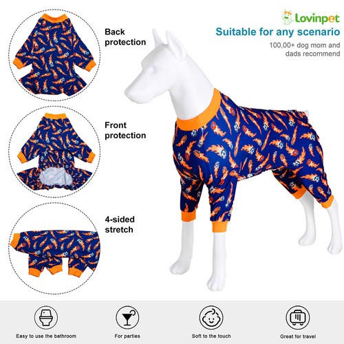 LovinPet Hunde Pyjama Kleidung leicht dehnbar Druck Post Operation Overall - Bild 2 von 7