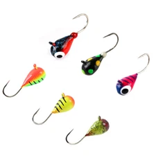 6PK Tungsten Jigs 4MM 5MM Outdoor Ice Fishing UV Colors Hyabusa Hooks Panfish