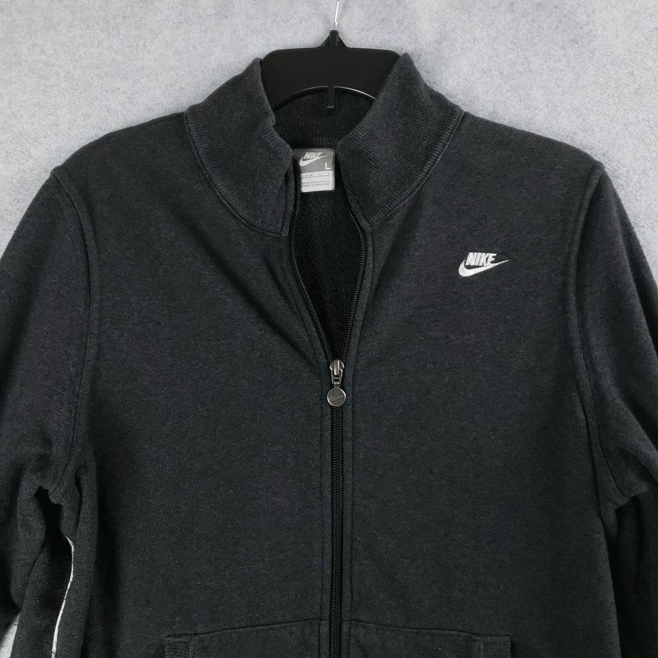 Suéter para mujer Nike talla grande L gris cremallera completa manga larga suéter Foto 2 de 4