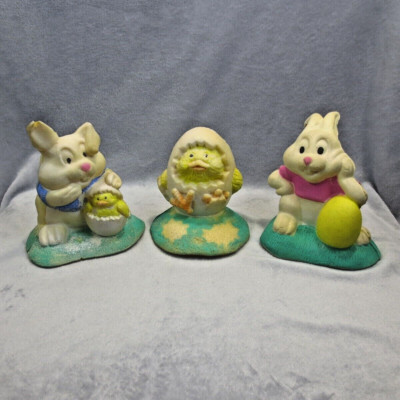 Vintage Hyman Products Foam Composite Easter Bunny Chick Egg Taiwan READ