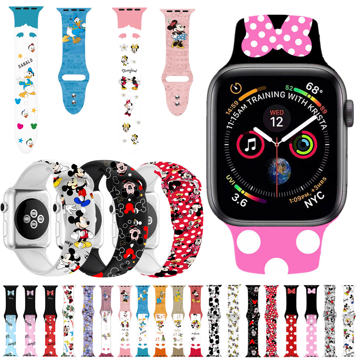 Apple Watch Mickey Watch Printed Mickey Minnie Band Strap For