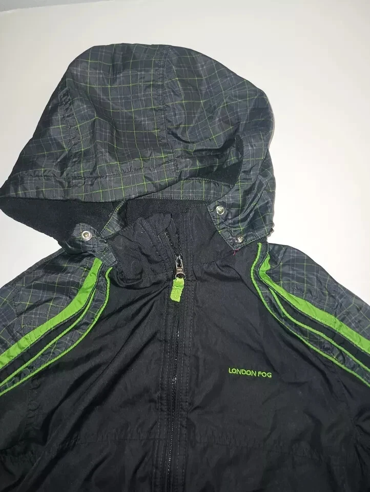 Chaqueta con Capucha London Fog Para Niños Forrada de Vellón Cremallera Completa Exterior Negra Talla L B001 Foto 3 de 4