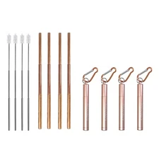 Ezprogear 4 Pack Metal Collapsible Stainless Steel Telescopic Straw w/Case