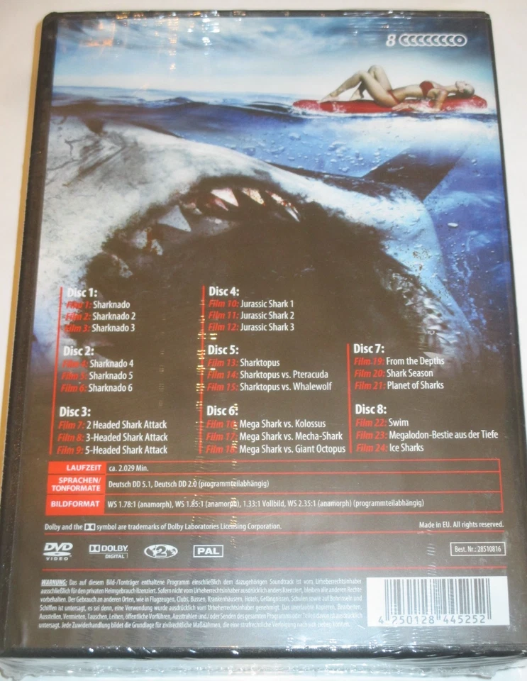 Shark Invasion Hai BOX - 8 DVDs/NEU/Horror/Tara Reid/Ian Ziering/ca 2029 min. - Bild 2 von 2