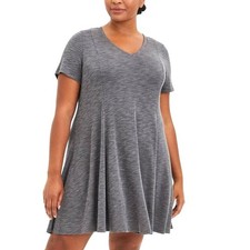 New Torrid 0 (0X size 12) Charcoal Gray Fit & Flare Mini Rib Knit Trapeze Dress