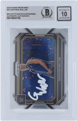 Grayson Waller WWE Autographed 2023 Panini Prizm White Ink #52 Beckett 10 Card