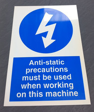 Anti-static Sign - Machine Safety Sign - 300 x 200mm Safety Signs