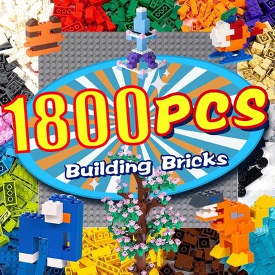 1800 Pieces Building Bricks Set,Building Bulks Blocks with 1 Packs 24x24 Stud...