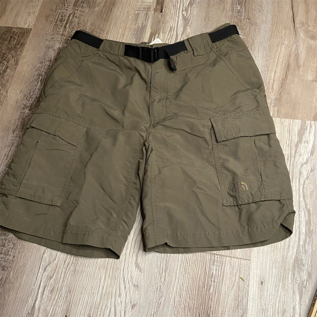The North Face Cargo Shorts Men's Size M Olive Green Hiking Utility Belted
