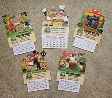 5 Vintage GERMAN Die Cut Embossed Calendar Toppers UNION HOTEL Occidental CA