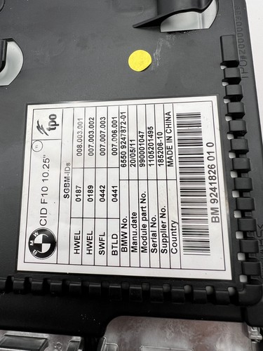 Pantalla A Bordo BMW F10 F11 Monitor Central De Información 10,25" 9241826 - Photo 6/9