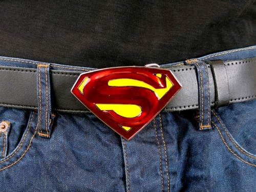 Superman Belt Buckle for Leather Belts Without Buckles - 1.5" or 38mm Wide - Picture 3 of 3