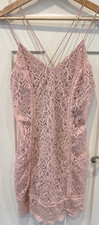 She + Sky Pink Lace Sheath Dress Strappy Sleeveless Floral Size S