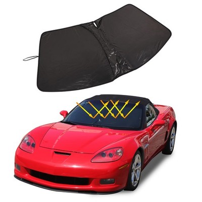 Black Car Sun Shade Windshield Window Sunshade Cover For Corvette C6 2005-2013