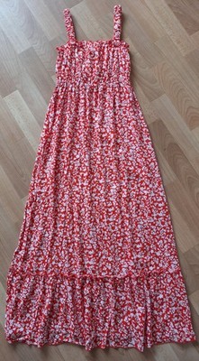 w.NEU*AMISU*(New Yorker) Modisches Träger Kleid Maxikleid Gr.34(XS) koralle-weiß