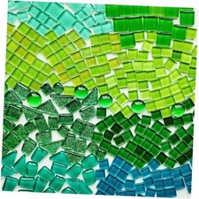 1.1LB/500g Irregular Crystal Glass Mosaic Tiles with Mixed Multi green mixed