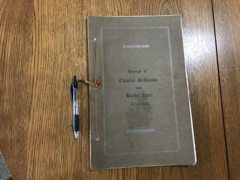 Genealogy book, Lineage of Charles McKinnis and Rachel Carr, 1919?