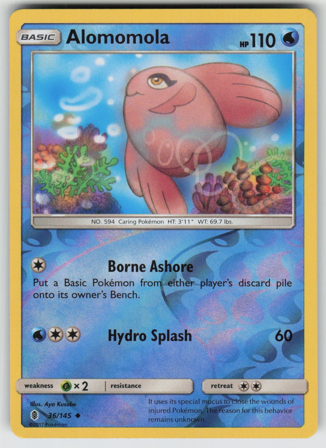 Alomomola 36/145 Uncommon Guardians Rising Pokemon Reverse Holo Near Mint