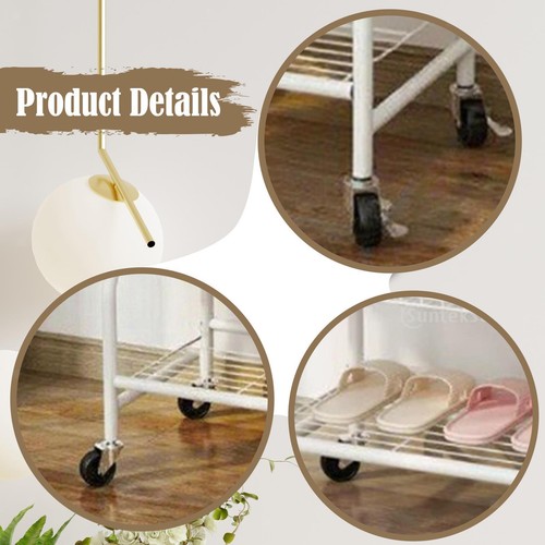 Rolling Laundry Cart Coat and Hat Stand for with Casters Laundry Room Dorm - Picture 3 of 7