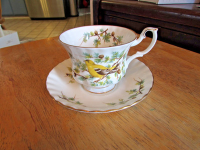 Royal Albert Woodland Series Goldfinch Tea Cup & Saucer ..Discontinued