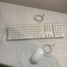 Genuine  Vintage Apple A1048 Keyboard and Apple A1152 Mighty Mouse - White