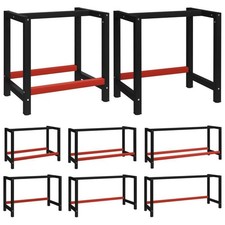 Work Bench Frame Metal Black and Red Furniture Multi Sizes 1/2x Bars vidaXL