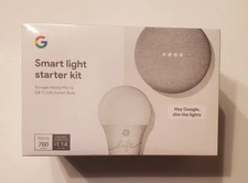 Google Smart Light Starter Kit: Google Home Mini & GE C-Life Smart Bulb New