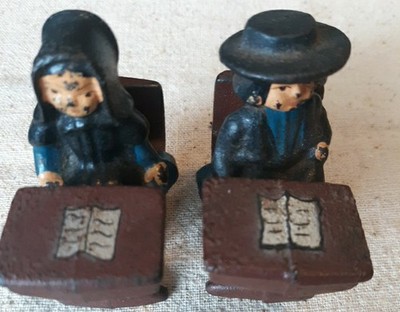 Amish children cast iron figures school desks John Wright