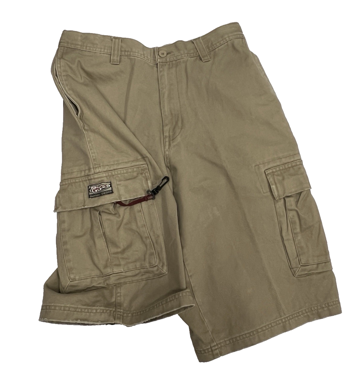 LEE Pipes Khaki Cargo Shorts Series 66202 Distressed Skater