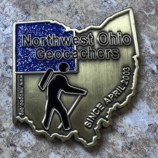Northwest Ohio Geocachers Geocoin UNACTIVATED Trackable Antique Gold