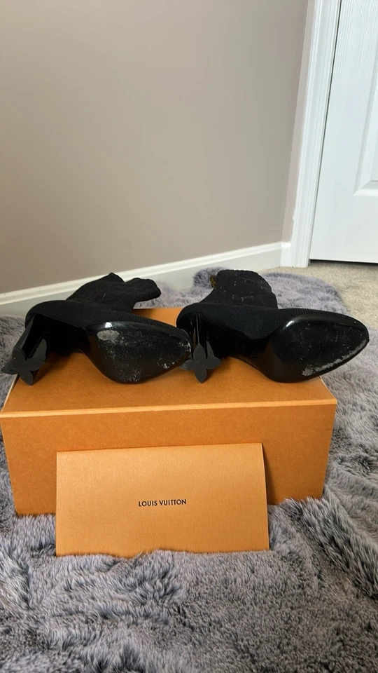 Louis Vuitton черный каблук ботинки гладкий дизайн - Изображение 4 из 4