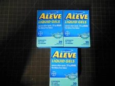 (3)ALEVE Liquid Gels Pain Reliever/Fever Reducer 220mg 60 Gels exp 4/2026