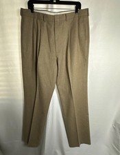 Farah Mens Dress Pants Pleated Straight Leg Khaki 34x33 2262