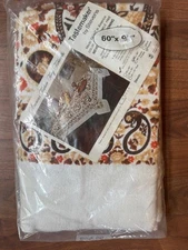 Vintage Tastemaker by Stevens Brown Paisley Earth Devon Tablecloth 60 x 90 NEW