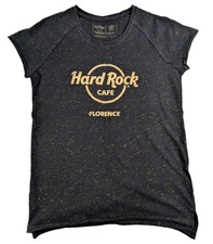 Hard Rock Cafe Florence Black Speckled Graphic T-Shirt Cotton Blend Medium