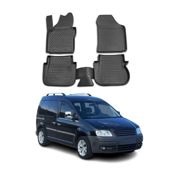 Omac Gummimatten FußMatten FüR VW Caddy 2007-2015 TPE Automatten Schwarz-image