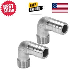 Stainless Steel 90-Degree Elbow Fittings - 5/8" Barb x 3/8" Male NPT