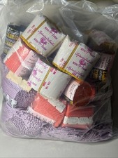 LOT Vtg Pre Cut Rug Yarn Acrylic Latch Hook Purple, Pink, Gold, Navy, Red