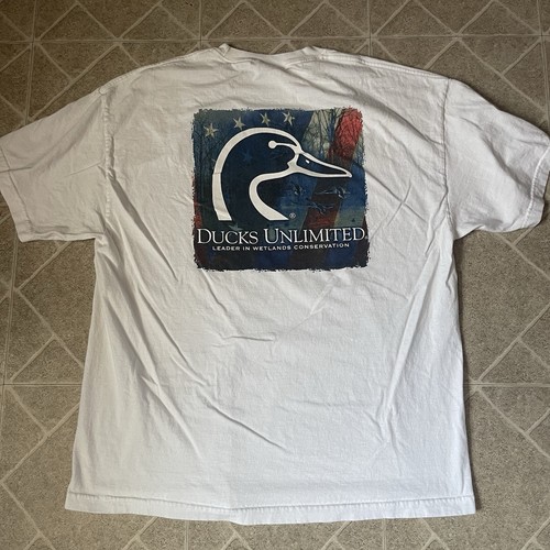 Camicia vintage Ducks Unlimited uomo 2XL conservazione della natura caccia grafica anni 90