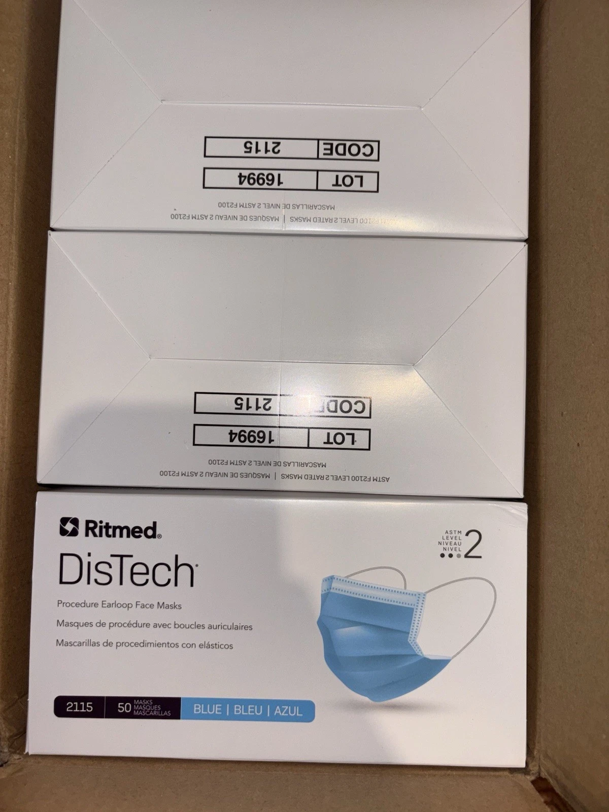 Case of 500 Ritmed DisTech Producer Earloop Face Mask 2115 Blue New In Box