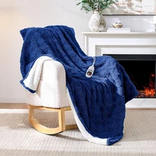 Heated Throw Blanket 50"x60" - 9-Level Fast Heating & 1-10H Timer, Fluffy Plu...