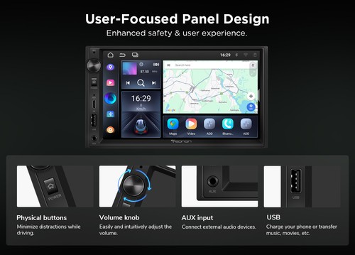 US UA13 7" IPS Android 13 Car Stereo GPS Sat nav Radio CarPlay Audio Video 2 Din - Picture 12 of 22