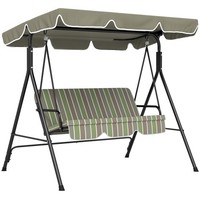 Outsunny Outdoor 3-person Metal Porch Swing Chair Bench Canopy Green