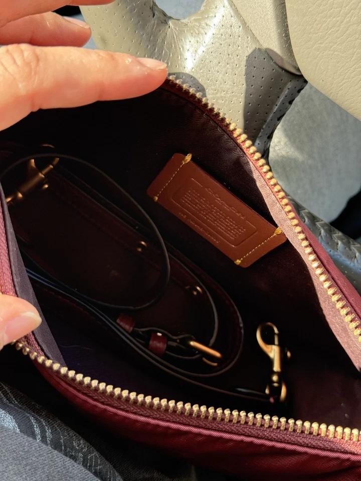 Coach Swinger Bag In Nylon with Leather In Burgundy Crossbody - Image 4 of 4